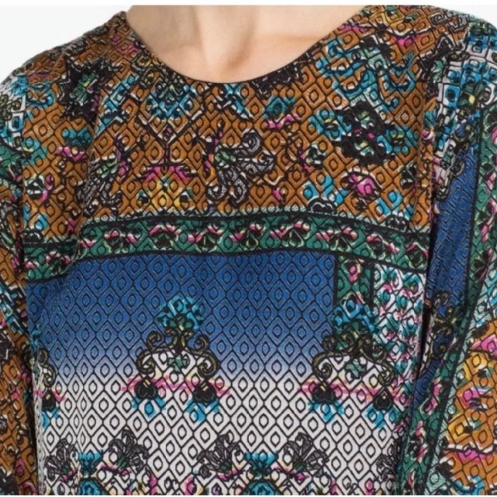 Zara Patchwork Print Long Sleeve Button Back Dress - image 6